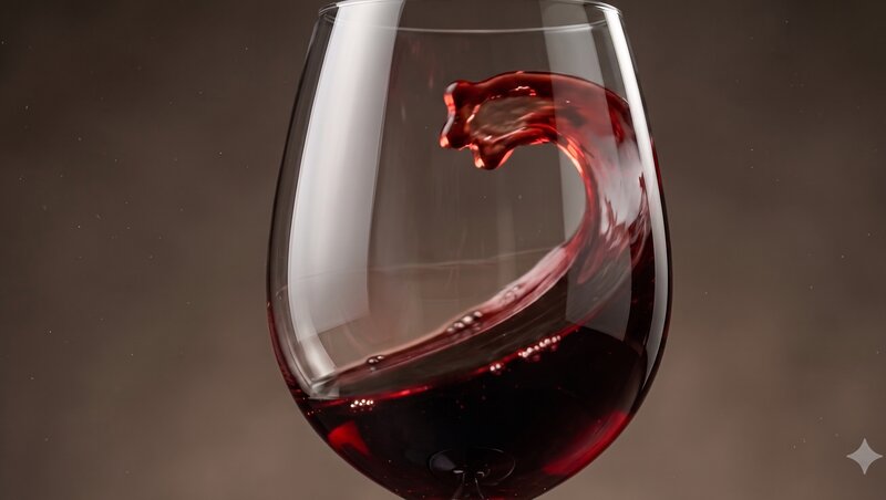 Red wine swirling inside a glass